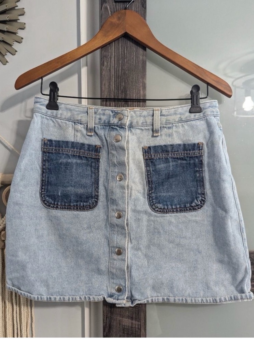 Rag & Bone denim Santa cruise mini skirt contrast pocket - Picture 1 of 5